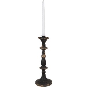 Clayre & Eef 6Y5454 Svícen černé zlato Ø 11x30 cm barokní styl