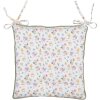 Clayre & Eef CFL29 Polštář na židli Flower Design White Green 40x40x4 cm