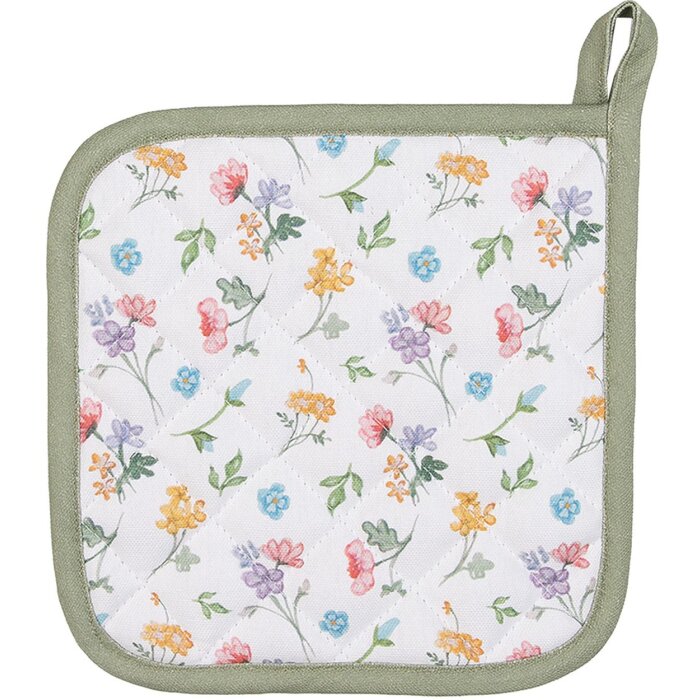 Clayre & Eef CFL45 Chňapka bílá, zelená 20x20 cm
