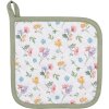 Clayre & Eef CFL45 Chňapka bílá, zelená 20x20 cm