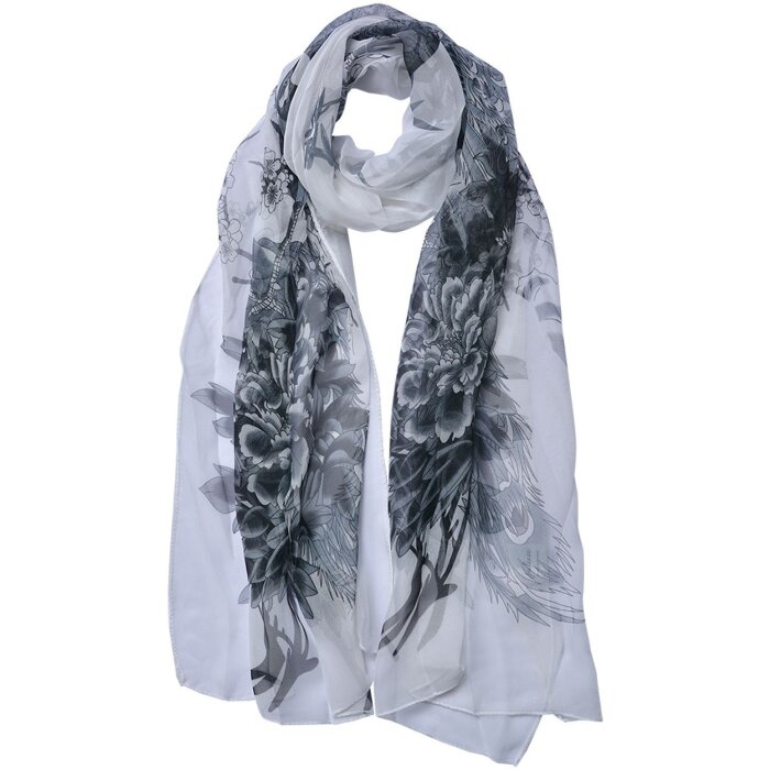Juleeze JZSC0724W Šála dámská vzor bílá 50x160 cm