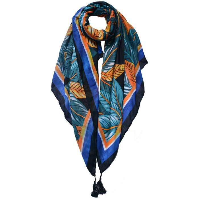 Juleeze JZSC0740 Šála dámská vzor oranžová, zelená, modrá 90x180 cm