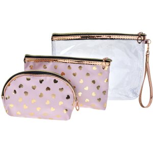 Juleeze JZSET0001P Kosmetická taška růžová (sada 3 ks) 23x17 - 20x13 - 18x12 cm