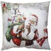 Clayre & Eef KT021.319 Povlak na polštář bílý, červený 45x45 cm Father Christmas