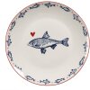 Clayre & Eef jídelní talíř SSFDP Bílá Modrý motiv ryby Ø 20x2 cm porcelán