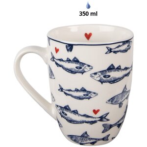 Clayre & Eef SSFMU Hrnek bílý modrý 350 ml