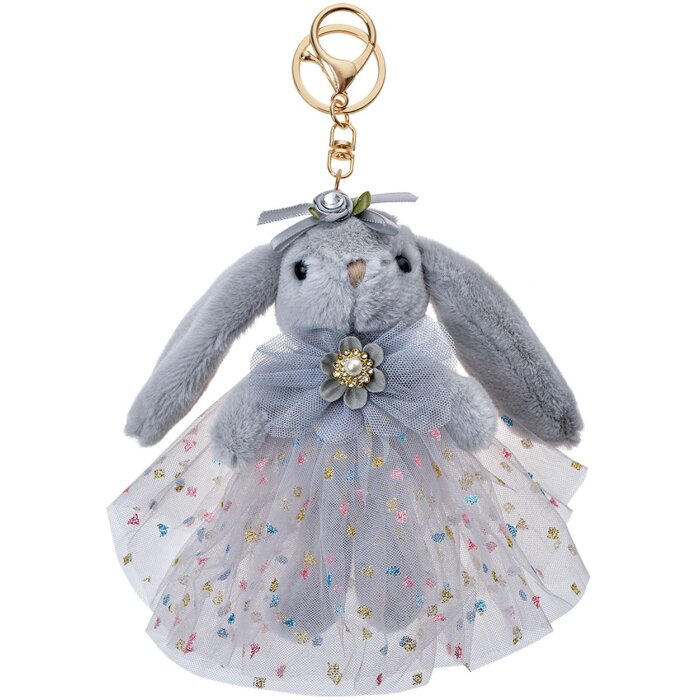Clayre & Eef TW0585 Přívěsek na klíče Rabbit Grey