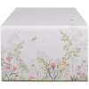 Clayre & Eef WFF64 Běhoun na stůl Bílá zelená 50x140 cm Bavlněný botanický design