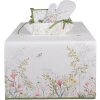 Clayre & Eef WFF64 Běhoun na stůl Bílá zelená 50x140 cm Bavlněný botanický design