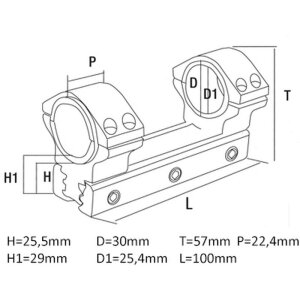 Kuželová univerzální montáž 30-25,4 mm adaptérový kroužek na optiku