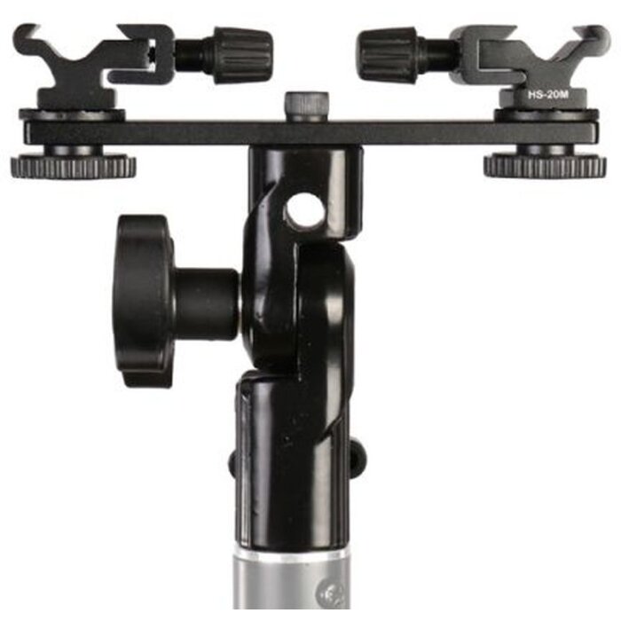 Falcon Eyes CLD-14A Twin Mount Tilting Bracket se 2 hot shoe adaptéry HS-20M