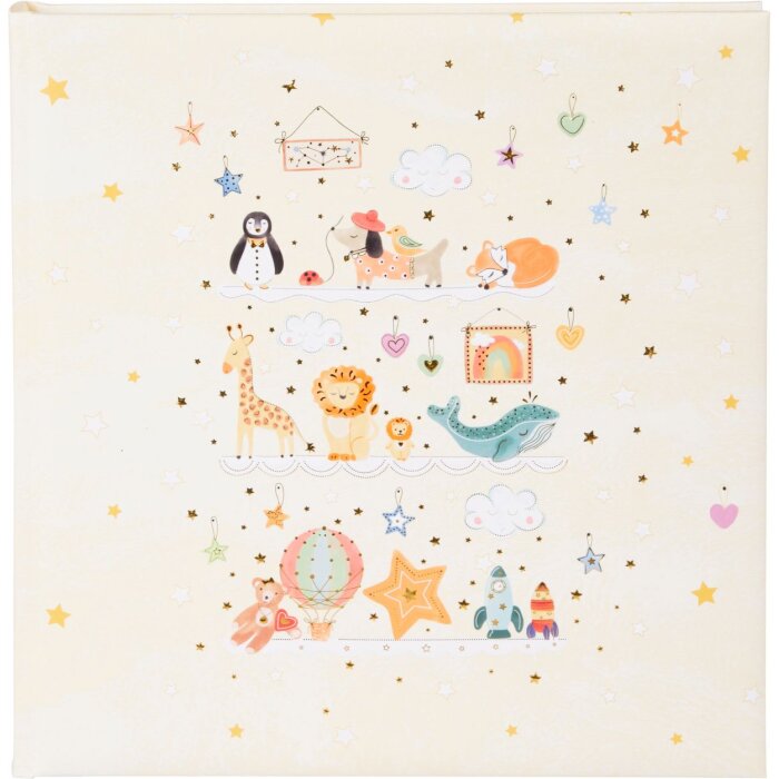 Goldbuch baby album Toy Zoo 30x31 cm 60 bílých stran motiv zvířat stříbrná ražba