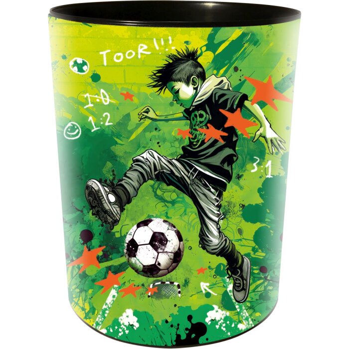 Odpadkový koš Goldbuch striker 25x30 cm s fotbalovým motivem zelený
