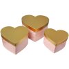 Clayre & Eef Skladovací boxy Srdce Růžová Zlatá 3 ks