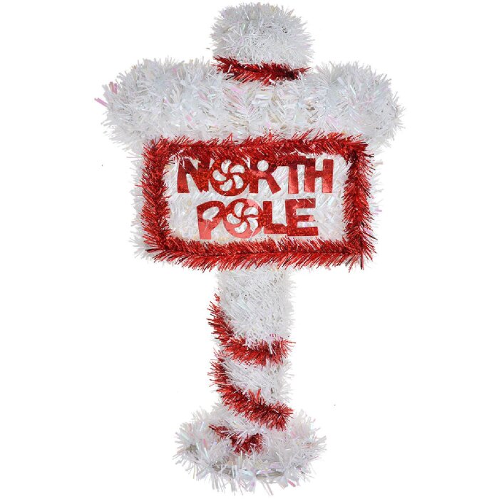 Clayre & Eef Vánoční dekorace North Pole 20x8x36 cm červeno-bílá