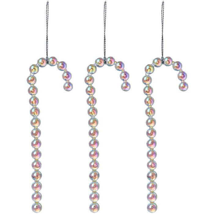 Clayre & Eef 65610 Dekorativní závěs Cukrová tyčinka stříbrná, 3ks