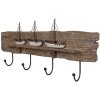 Clayre & Eef 5H0684 Nástěnný věšák hnědý 63x8x27 cm dřevo železo venkovský styl