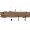 Clayre & Eef 5H0684 Nástěnný věšák hnědý 63x8x27 cm dřevo železo venkovský styl