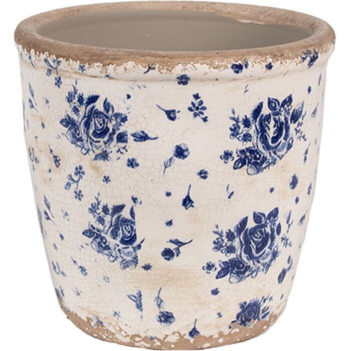 Clayre & Eef 6CE1658M Dekorace Květináč Ø 15x14 cm Béžová modrá
