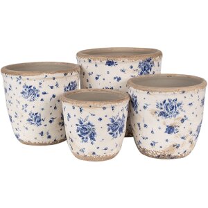 Clayre & Eef 6CE1658M Dekorace Květináč Ø 15x14 cm Béžová modrá