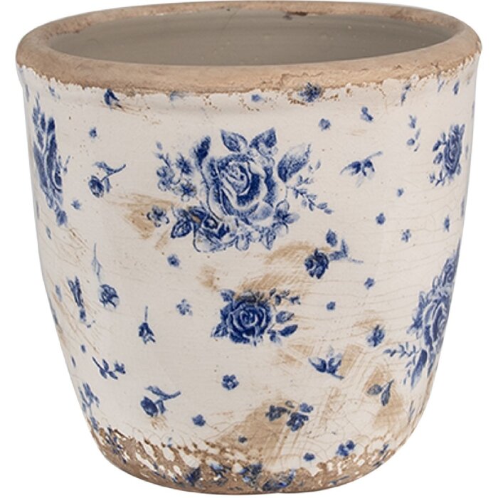 Clayre & Eef 6CE1658S Dekorace Květináč Ø 13x12 cm Béžová modrá