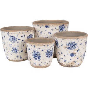 Clayre & Eef 6CE1658S Dekorace Květináč Ø 13x12 cm Béžová modrá