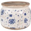 Clayre & Eef 6CE1659L Květináč béžový modrý Ø 20x15 cm Vintage styl interiérový