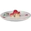 Clayre & Eef 6CE1701 Servírovací mísa bílá červená Ø 21x6 cm Houby Květiny Venkovský dům