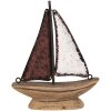 Clayre & Eef Dekorační model loďky 11x3x13cm hnědo-červená