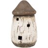Clayre & Eef Dekorační domeček bílo-hnědý 11x17 cm