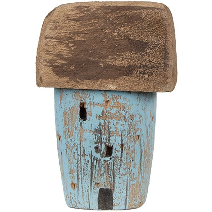 Clayre & Eef Dekorační domeček 6x4x10 cm modro-hnědý