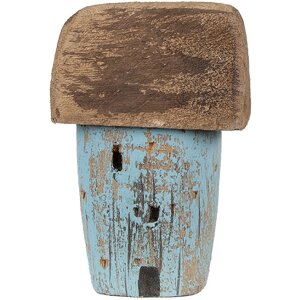 Clayre & Eef Dekorační domeček 6x4x10 cm modro-hnědý