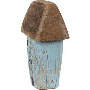 Clayre & Eef Dekorační domeček 6x4x10 cm modro-hnědý