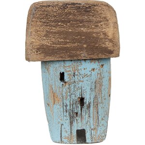 Clayre & Eef Dekorační domeček 6x4x10 cm modro-hnědý