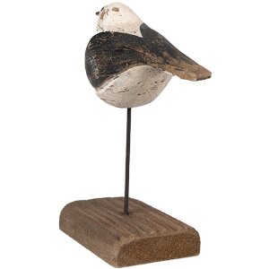 Clayre & Eef Dekorační ptáček 12x5x13 cm Bílo-černý