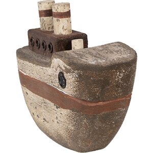 Clayre & Eef Dekorační loďka 15x6x12 cm Béžovo-hnědá