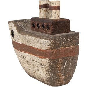 Clayre & Eef Dekorační loďka 15x6x12 cm Béžovo-hnědá