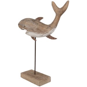 Clayre & Eef Dekorativní žralok hnědý 34x8x39 cm