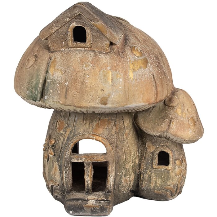 Clayre & Eef Dekorace Houba Hnědá 34x29x35 cm
