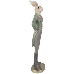 Clayre & Eef Dekorační Králík Béžovo-Zelený 5x4x20 cm