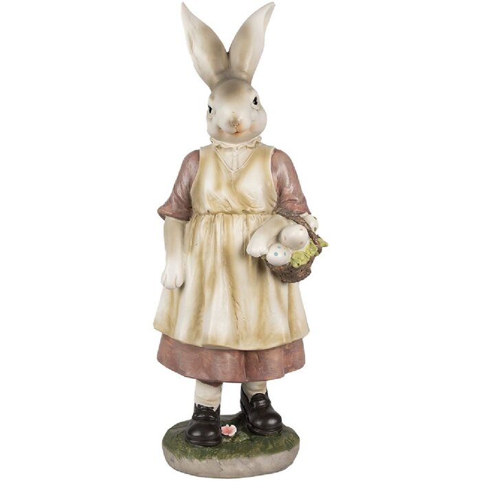 Clayre & Eef 6PR4024 Dekorativní králík hnědá růžová 14x11x38cm