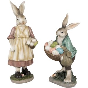 Clayre & Eef 6PR4024 Dekorativní králík hnědá růžová 14x11x38cm