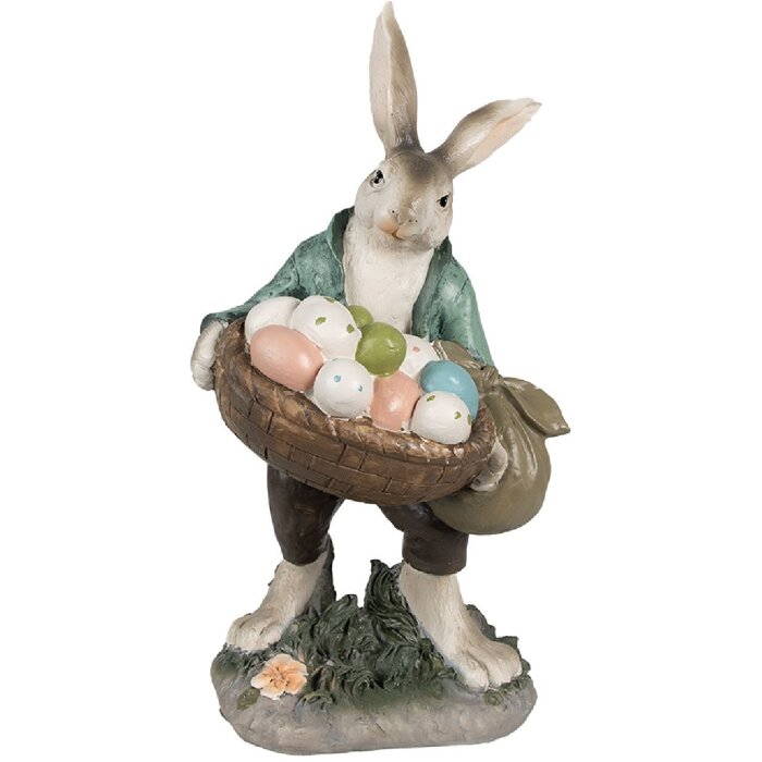 Clayre & Eef 6PR4028 Dekorativní králík hnědozelený 18x16x32 cm