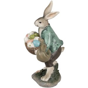 Clayre & Eef 6PR4028 Dekorativní králík hnědozelený 18x16x32 cm