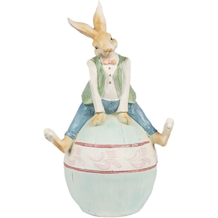 Clayre & Eef 6PR4029 Dekorační králík hnědo-modrý 15x12x25 cm