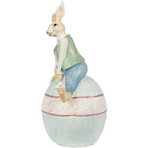 Clayre & Eef 6PR4029 Dekorační králík hnědo-modrý 15x12x25 cm