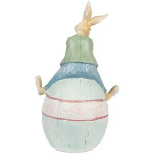 Clayre & Eef 6PR4029 Dekorační králík hnědo-modrý 15x12x25 cm