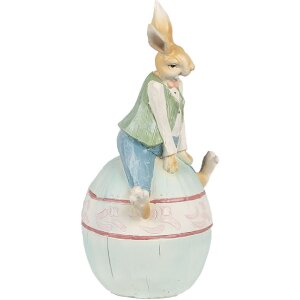 Clayre & Eef 6PR4029 Dekorační králík hnědo-modrý 15x12x25 cm