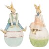 Clayre & Eef 6PR4029 Dekorační králík hnědo-modrý 15x12x25 cm