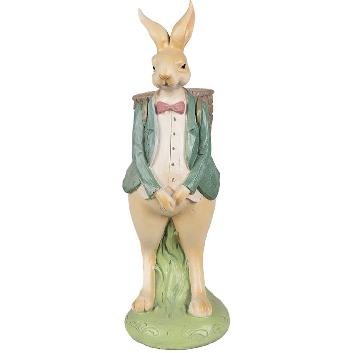 Clayre & Eef 6PR4031 Dekorativní králík hnědý zelený 11x11x30 cm